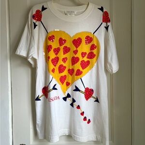 Escada Vintage 90s Sequin Graphic Shirt